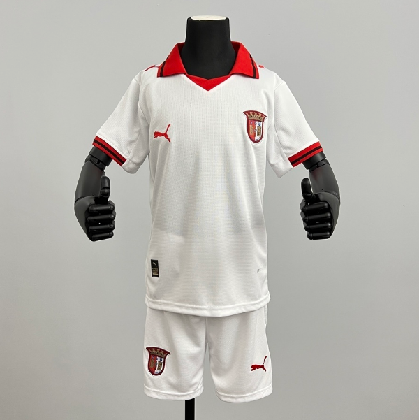 2025-26 Sporting de Braga Kids Away Soccer Kits Shirt With Shorts